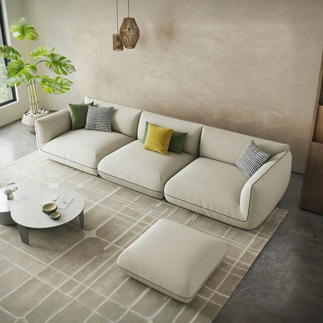 Rackhams TOFU Agnes Three Seater Sofa, Modular Sofa, Suede - Off-White - Three Seater 365cm - image 1