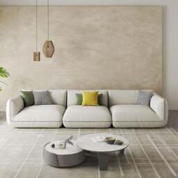 Rackhams TOFU Agnes Three Seater Sofa, Modular Sofa, Suede - Off-White - Three Seater 365cm - thumbnail 3