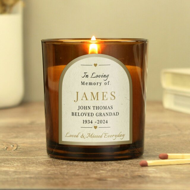 Rackhams Personalised In Loving Memory Amber Glass Candle - image 1