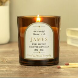Rackhams Personalised In Loving Memory Amber Glass Candle - thumbnail 1