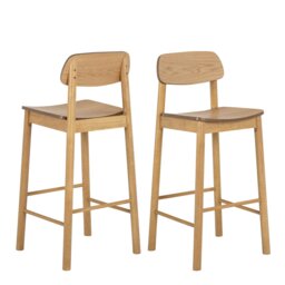 Rackhams Barlow Oak Bar Stool Set of 2 - 1