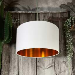 "Rackhams Crisp White Cotton Lampshade With Copper Foil Lining - 70cm Diameter x 30cm Height / (27"" x 12"")" - thumbnail 1