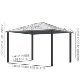 Rackhams 3 x 3.6m Hardtop Gazebo Canopy with Mosquito Netting and Curtains - Black - 420cm x 360cm x 265cm - thumbnail 6