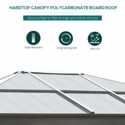 Rackhams 3 x 3.6m Hardtop Gazebo Canopy with Mosquito Netting and Curtains - Black - 420cm x 360cm x 265cm - thumbnail 4