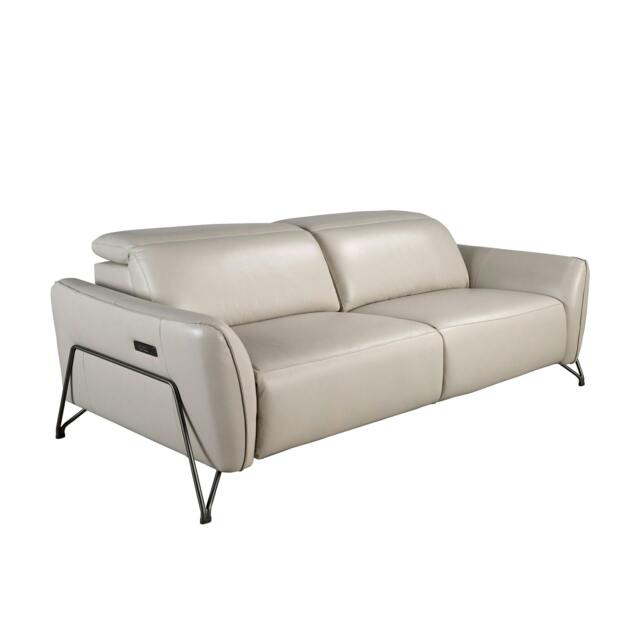Rackhams Relax sofa in sand leather 6264/6276 - 213 x 111 x 104 - Sand - Darkened steel - 3 - image 1