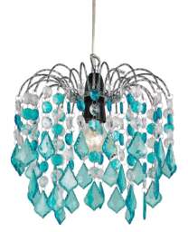 Rackhams Teal Acrylic Easy Fit Pendant Light Shade with Chrome Metal Frame