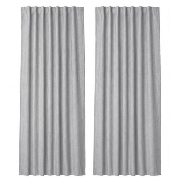 Rackhams 100% Blackout Curtains Thermal Linen Look Pair Ready Made 52x84 in Grey - image 1