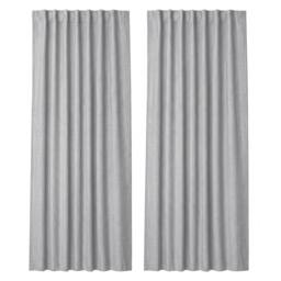 Rackhams 100% Blackout Curtains Thermal Linen Look Pair Ready Made 52x84 in Grey