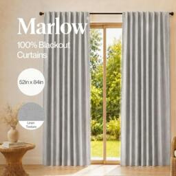 Rackhams 100% Blackout Curtains Thermal Linen Look Pair Ready Made 52x84 in Grey - thumbnail 2