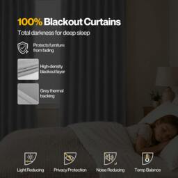 Rackhams 100% Blackout Curtains Thermal Linen Look Pair Ready Made 52x84 in Grey - thumbnail 4