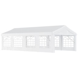 Rackhams 8m Gazebo Garden Marquee Canopy Party Carport Shelter Garage Tent White - thumbnail 3