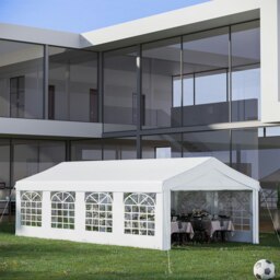 Rackhams 8m Gazebo Garden Marquee Canopy Party Carport Shelter Garage Tent White - thumbnail 2