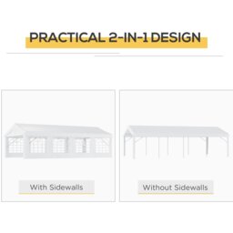 Rackhams 8m Gazebo Garden Marquee Canopy Party Carport Shelter Garage Tent White - thumbnail 5