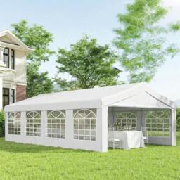 Rackhams 8m Gazebo Garden Marquee Canopy Party Carport Shelter Garage Tent White