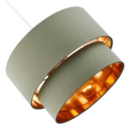 Rackhams Modern Olive Green Cotton Double Tier Ceiling Shade with Shiny Copper Inner - thumbnail 4