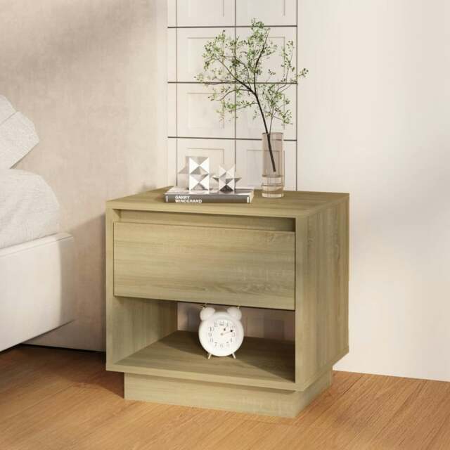 Rackhams Bedside Cabinet Sonoma Oak 45x34x44 cm Engineered Wood