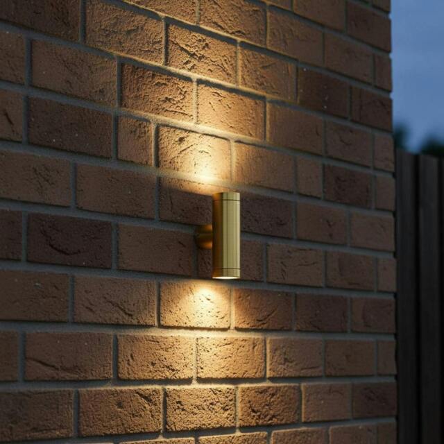 Rackhams 6 Watt LED Brass Up Down Outdoor Wall Light - image 1