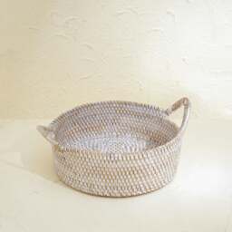 Rackhams Small Rattan Round Basket with Handles - 4 colours - Dark Brown - thumbnail 6