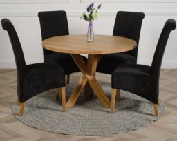 Rackhams Oregon Round Oak Dining Table with Montana Fabric Chairs - 1 - 4 chairs - Grey - thumbnail 4