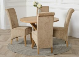 Rackhams Oregon Round Oak Dining Table with Montana Fabric Chairs - 1 - 4 chairs - Grey - thumbnail 3