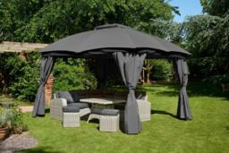Rackhams Rio 3m x 3.65m Garden Gazebo with Curtains - Waterproof Dome Canopy - thumbnail 2