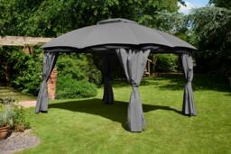 Rackhams Rio 3m x 3.65m Garden Gazebo with Curtains - Waterproof Dome Canopy