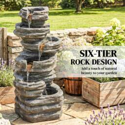 Rackhams Outdoor Fountain, Resin Freestanding Garden Fountain, Grey - Grey - 47.5 x 33.5 x 101.5 cm - 1 - thumbnail 4