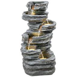 Rackhams Outdoor Fountain, Resin Freestanding Garden Fountain, Grey - Grey - 47.5 x 33.5 x 101.5 cm - 1 - thumbnail 2