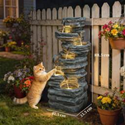 Rackhams Outdoor Fountain, Resin Freestanding Garden Fountain, Grey - Grey - 47.5 x 33.5 x 101.5 cm - 1 - thumbnail 3