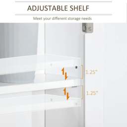 Rackhams Bathroom Mirror Cabinet Wall Mounted Storage Cupboard with Double Door and Adjustable Shelf, White - White - thumbnail 6