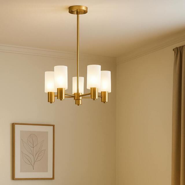 Rackhams Maya 5-Light Antique Brass Semi-Flush Ceiling Light - image 1