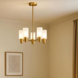Rackhams Maya 5-Light Antique Brass Semi-Flush Ceiling Light