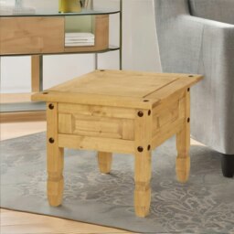 Rackhams Solid Pine Wood Side End Accent Table Natural Brown - thumbnail 4