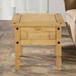 Rackhams Solid Pine Wood Side End Accent Table Natural Brown - thumbnail 2