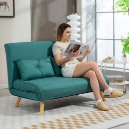 Rackhams Click Clack Sofa Bed, 2 Seater Bed Settee for Living Room, Grey - Green - thumbnail 1