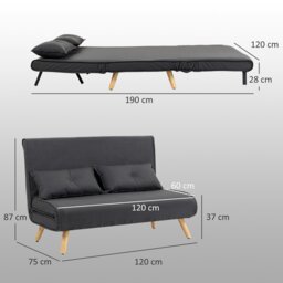 Rackhams Click Clack Sofa Bed, 2 Seater Bed Settee for Living Room, Grey - Green - thumbnail 6