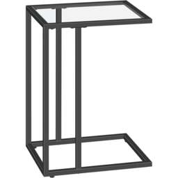 Rackhams Tempered Glass C Shape Metal Side Table Black - thumbnail 1