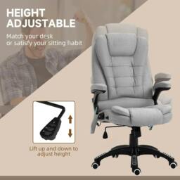 Rackhams Office Chair, Ergonomic Fabric Desk Chair with 6-Point Massage and Back Heated, Arms, Lumbar Support, Light Grey - thumbnail 5