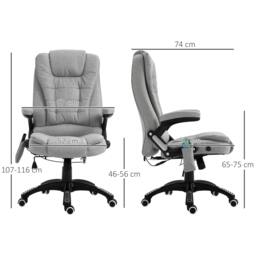 Rackhams Office Chair, Ergonomic Fabric Desk Chair with 6-Point Massage and Back Heated, Arms, Lumbar Support, Light Grey - thumbnail 3