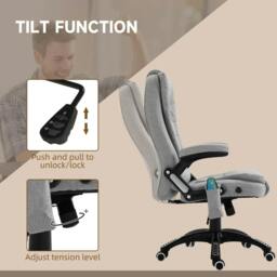 Rackhams Office Chair, Ergonomic Fabric Desk Chair with 6-Point Massage and Back Heated, Arms, Lumbar Support, Light Grey - thumbnail 6