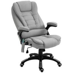 Rackhams Office Chair, Ergonomic Fabric Desk Chair with 6-Point Massage and Back Heated, Arms, Lumbar Support, Light Grey - thumbnail 1
