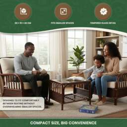 Rackhams Verona Cane Coffee Table in Mahogany Colour Finish with Tempered Glass Top, Designed to Match the Verona Cane Suite Range - thumbnail 6