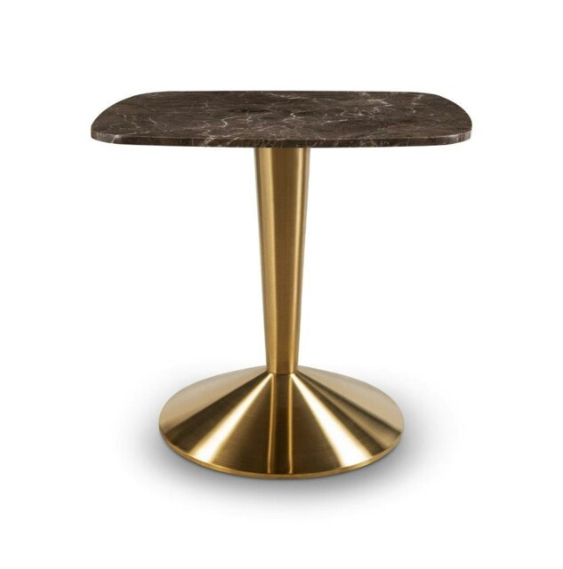 Rackhams Iona Small Square Dining Tables - Brass Brushed - Brass Brushed - Brown Marble - image 1