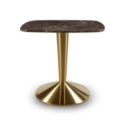 Rackhams Iona Small Square Dining Tables - Brass Brushed - Brass Brushed - Brown Marble