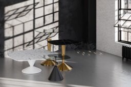 Rackhams Iona Small Square Dining Tables - Brass Brushed - Brass Brushed - Brown Marble - thumbnail 3