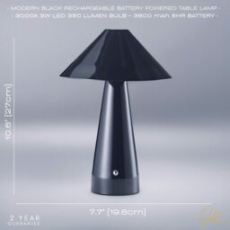 Rackhams Gloss Black Rechargeable Touch Dimmable Table Lamp with Matching Metal Shade - thumbnail 5