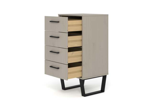 Rackhams Texas Grey 4-Drawer Narrow Chest of Drawers - grey waxed pine