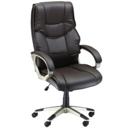 Rackhams Executive Office Chair Faux Leather Computer Desk Chair w/ Wheel Brown - Cream - thumbnail 3