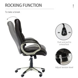 Rackhams Executive Office Chair Faux Leather Computer Desk Chair w/ Wheel Brown - Cream - thumbnail 5