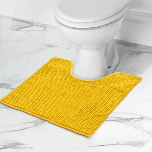 Rackhams Shaggy Noodle Pedestal Mat Antislip - Yellow - image 1